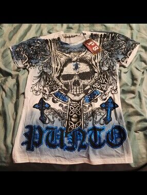 VTG RB Street Style Double-Sided Graphic T-Shirt Skull & Cross Men's Size M NWT